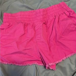 Pink elastic band shorts